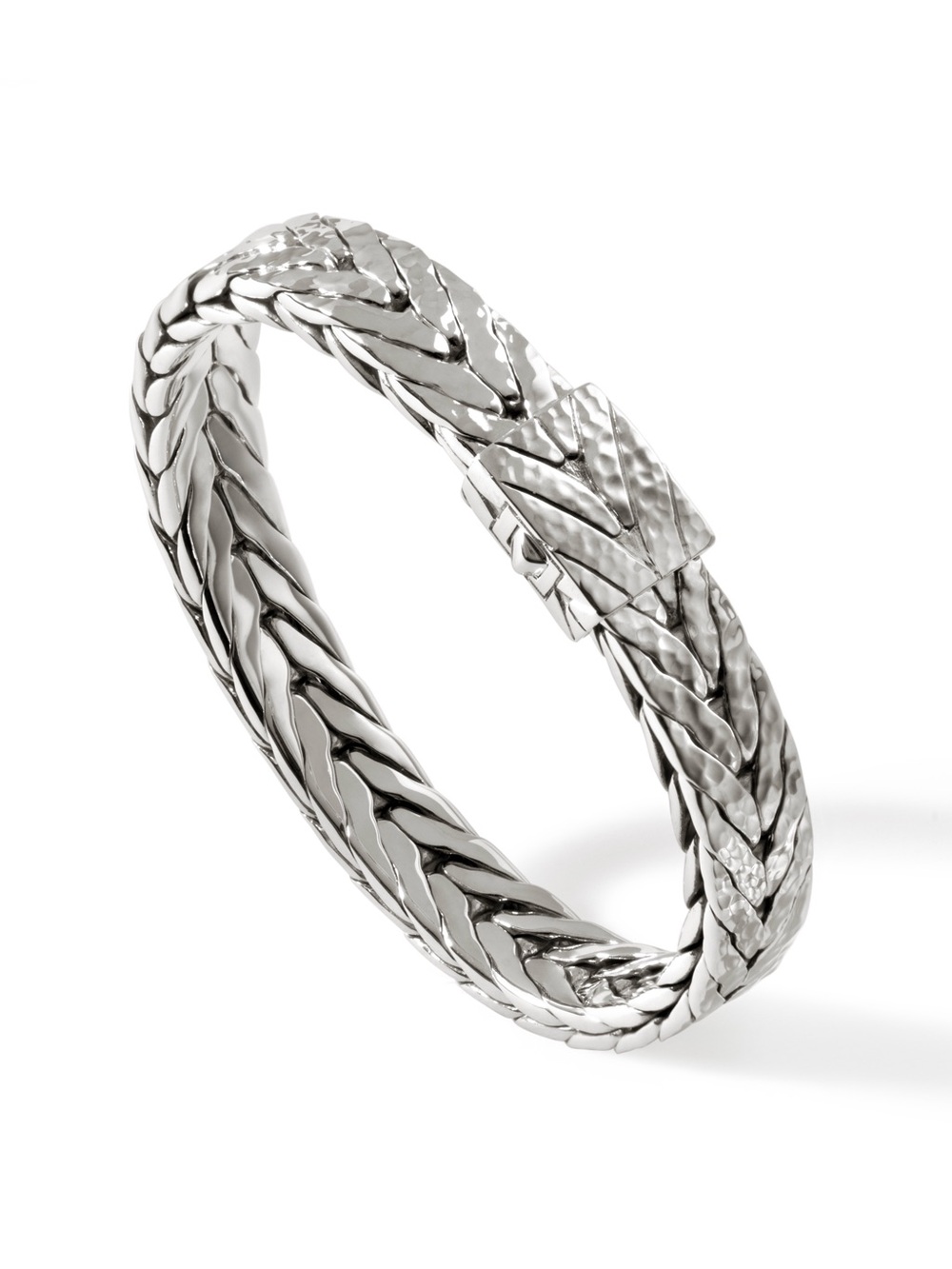 John Hardy Men’s Silver Woven Hammered Chain Bracelet (NEW)
